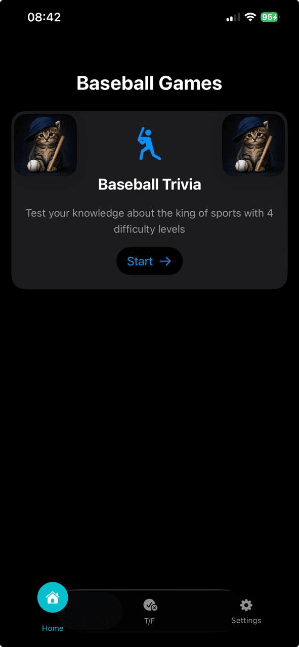 Baseball Trivia One App Screenshot