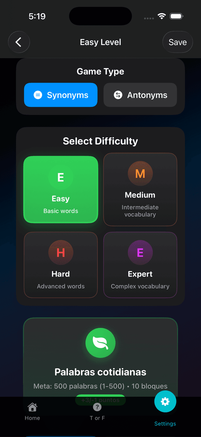 Trivia Sinónimos Antónimos Screenshot 8