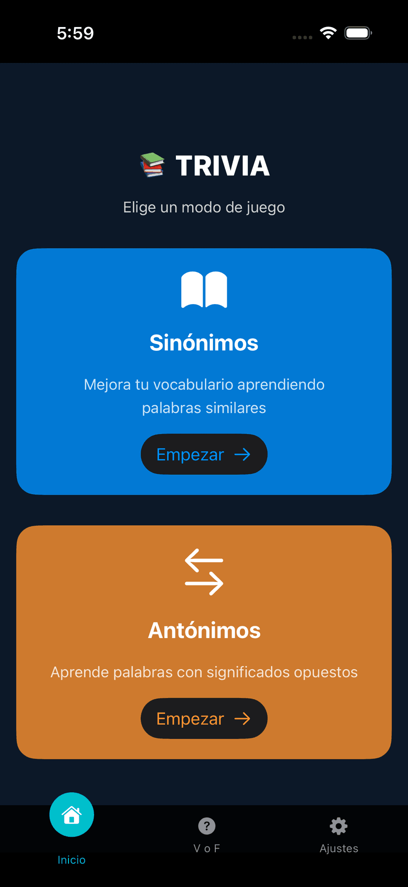Trivia Sinónimos App Screenshot