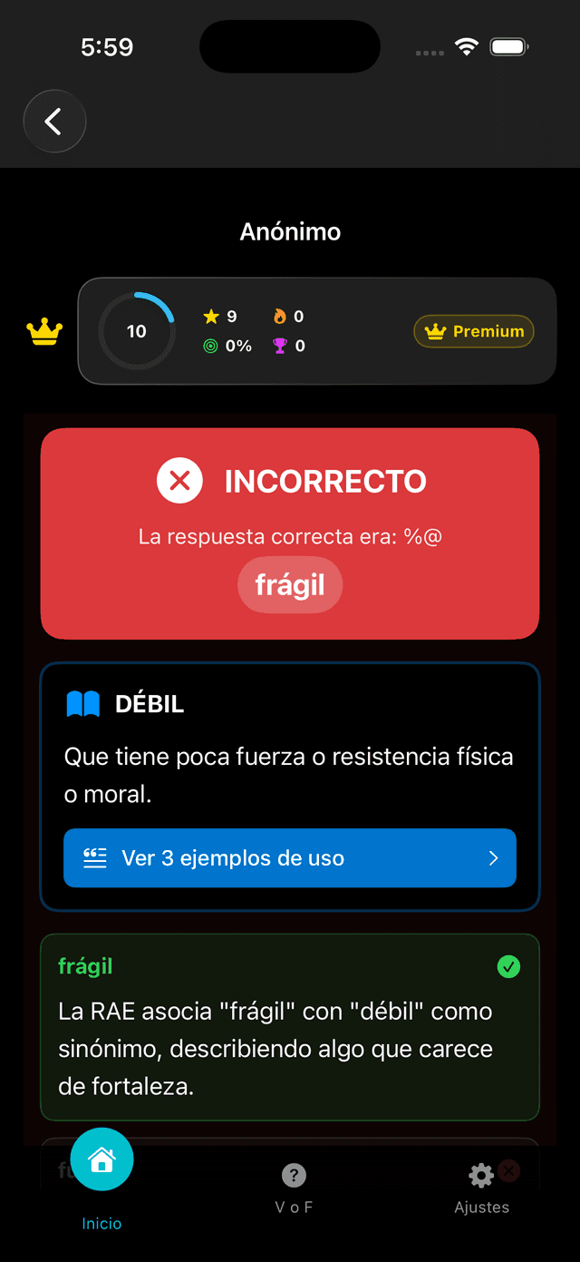 Trivia Sinónimos Antónimos Screenshot 3