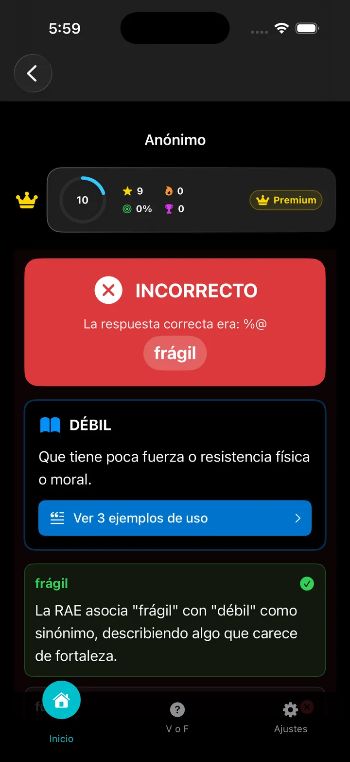 Trivia Sinónimos Antónimos Screenshot 3