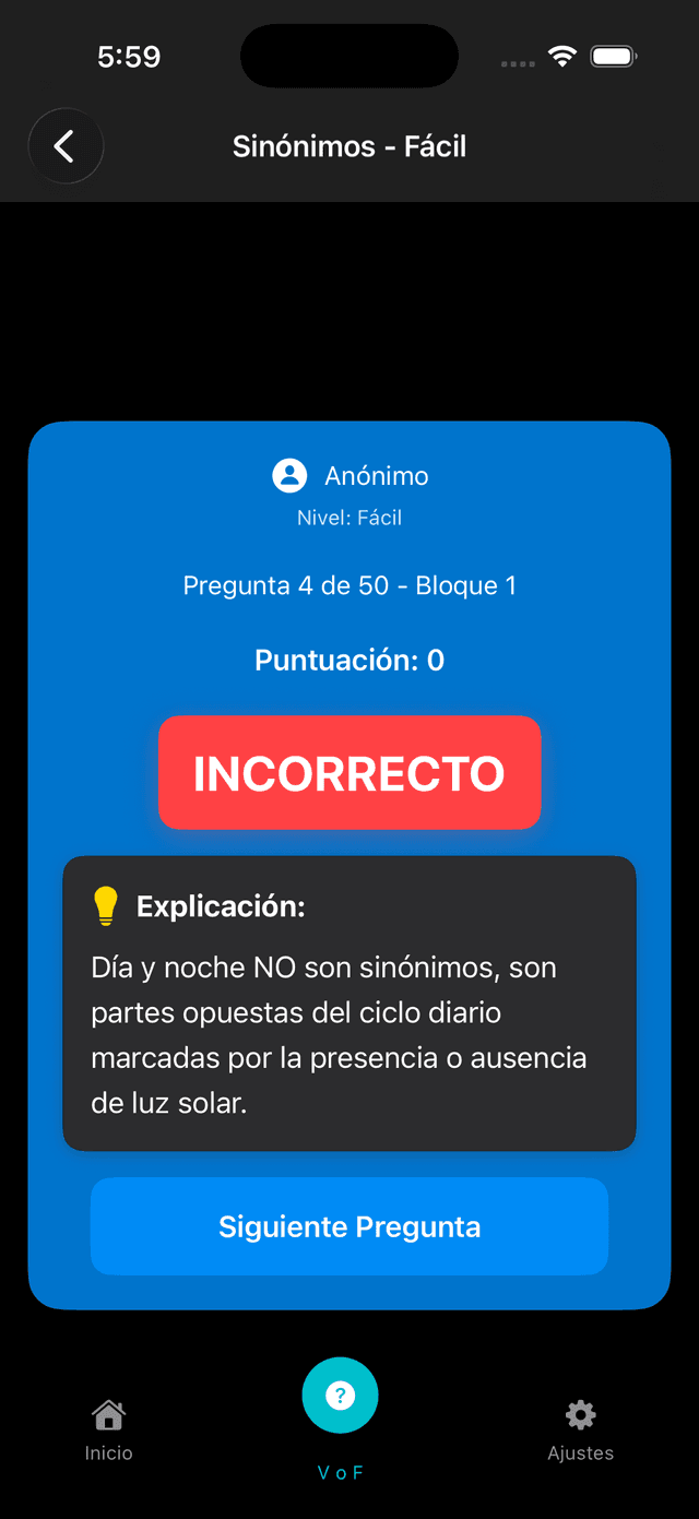 Trivia Sinónimos Antónimos Screenshot 7